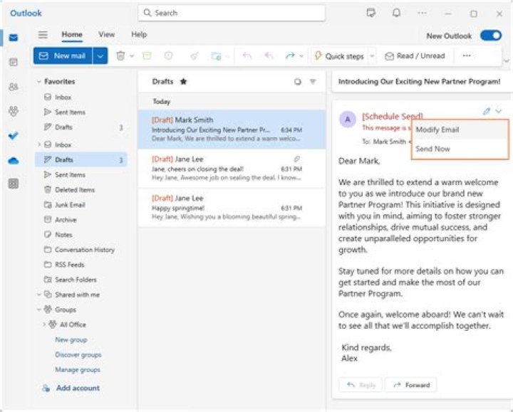 How do I send an email in Outlook 365?