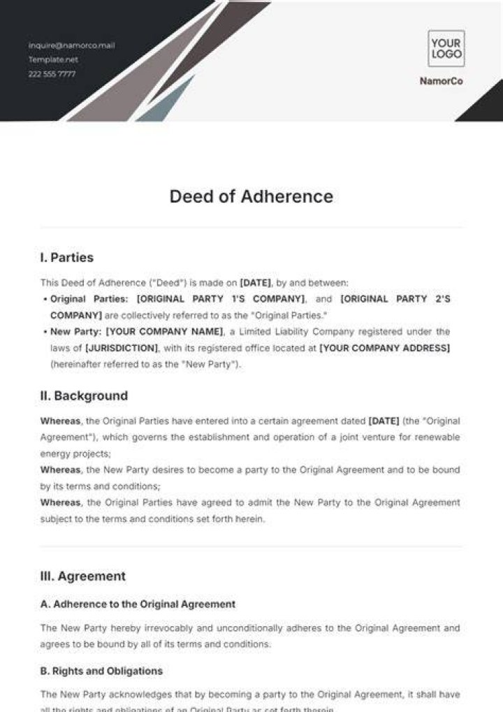 What is a deed of adherence?