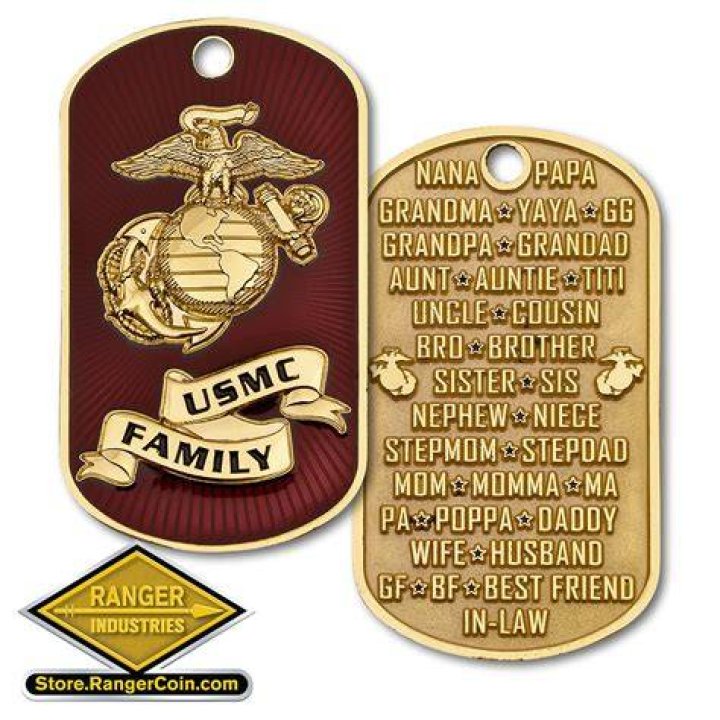What is on a USMC dog tag?