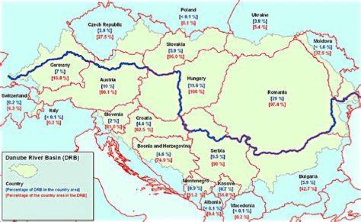 Which river flows through two countries?